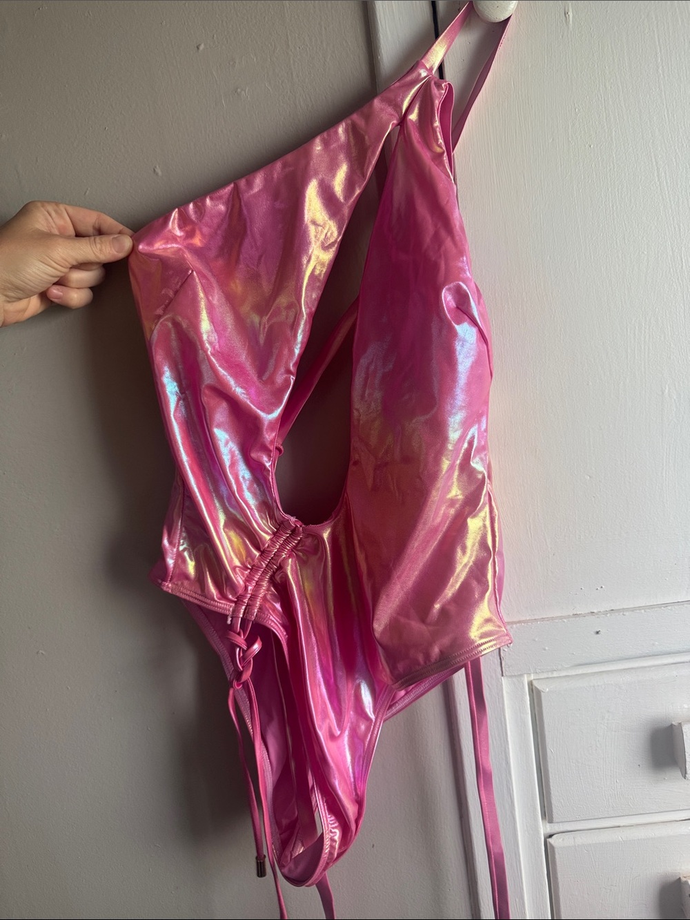 Shiny Pink One-Piece Swimsuit